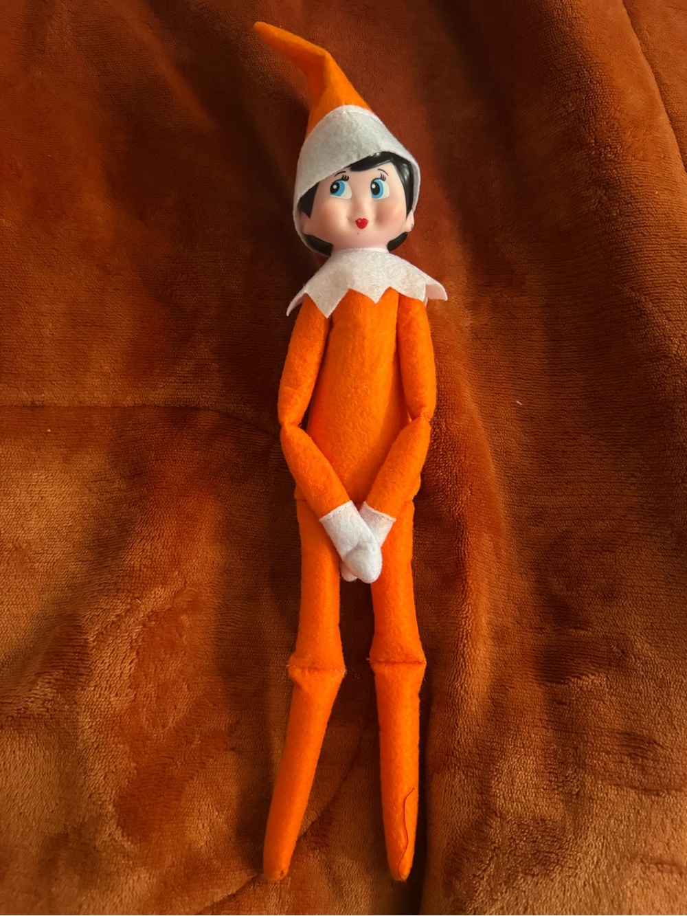 Orange Elf on the Shelf Plush Doll with White Accents